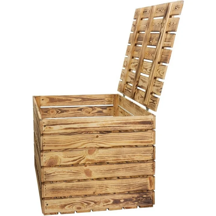 Kistenkolli Altes Land Allzweckkiste Grosse Holztruhe 80er geflammt mit Deckel 80x50x39cm (Spar-Set) – Bild 2