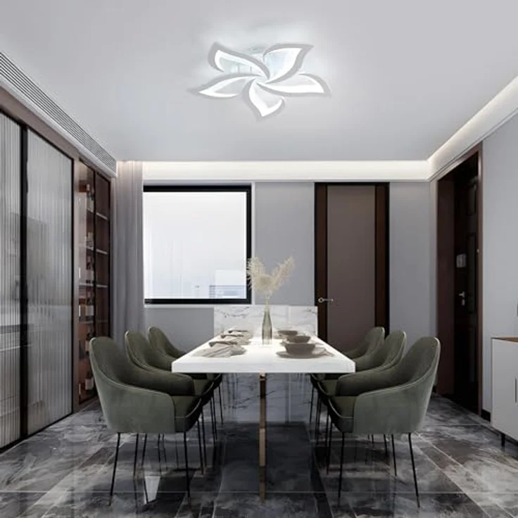 Comely Deckenlampe, LED Deckenleuchte 60W 6750lm, Kaltes Weiß 6500K Moderne Blütenblatt Design Deckenlampe für Wohnzimmer Küche Schlafzimmer Esszimmer, Dia 60cm – Bild 11