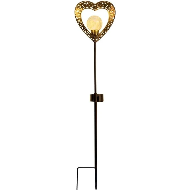 näve LED Solarleuchte Herz, LED fest integriert, Warmweiß, 2er Set, Erdspieß, Höhe: 59cm, LED warmweiß, inkl. Akku – Bild 3