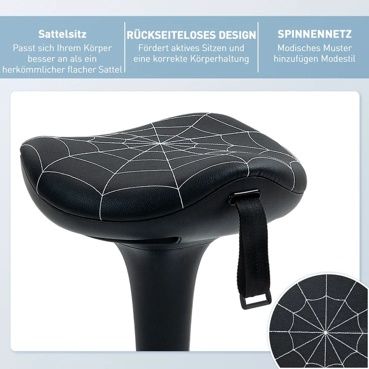 Bürohocker mit Schwenkfunktion, ergonomischer Hocker, höhenverstellbar 65,5-83,5 cm 120° schwarz schwarz--Schwarz--83.5x34x34cm--YOUDENOVA – Bild 9