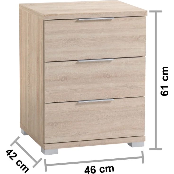 Nachtkommode >Smilla< in Eiche Sonoma, Melamin - 46x61x42cm (BxHxT) – Bild 7