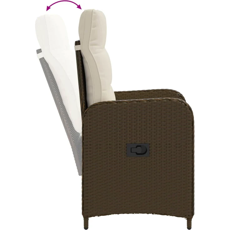 vidaXL Verstellbarer Gartenstuhl Braun und Creme Weiß 42027152 – Bild 8