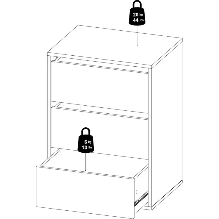 Dmora - Nachttisch Jeanne, Niedrige Kommode, Tisch, Multifunktionaler Nachttisch, 51x40 h70 cm, Wei? – Bild 5