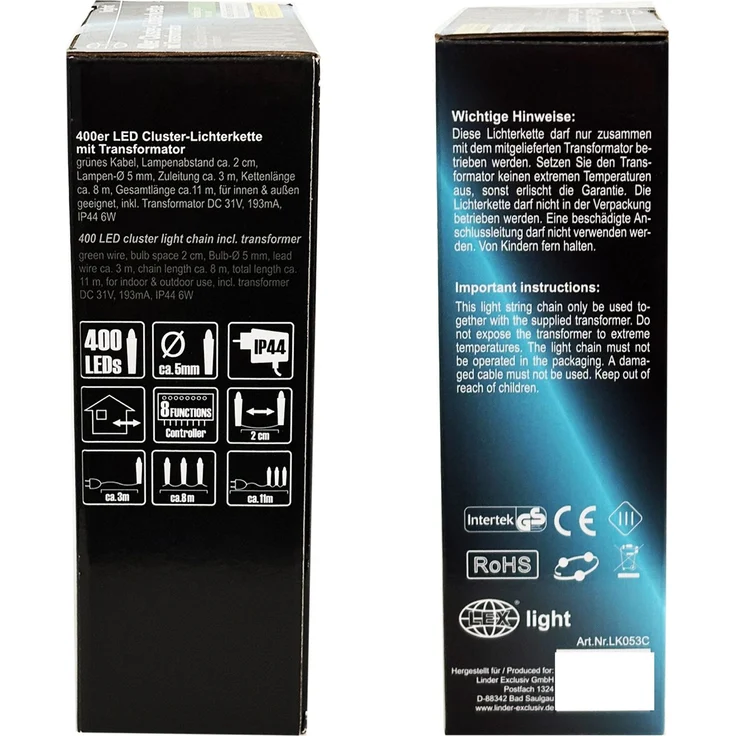 400er Cluster-Lichterkette LEDs Innen und Außen warmweiß – Bild 4