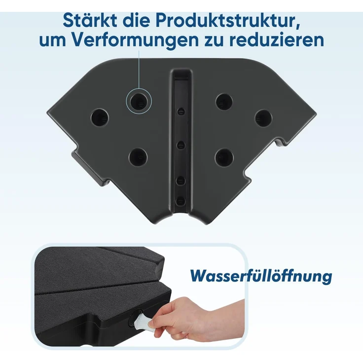 Sekey Ampelschirmständer Sonnenschirmständer für Ampelschirm, nach Befüllung mit Wasser oder Sand bis zu 60KG-78KG – Bild 6