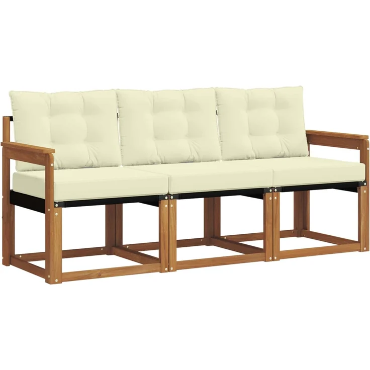 vidaXL Outdoor-Sofagarnitur 3 stk. 3-Sitzer Natur und Creme 3368345 – Bild 2