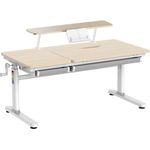 HOKO Kinderschreibtisch mit Schreibtischaufsatz mit Buchstütze (Manuell höhenverstellbar mit Verstellbarer Tischplatte und Butler mit Buch-Halterung, 1-St)