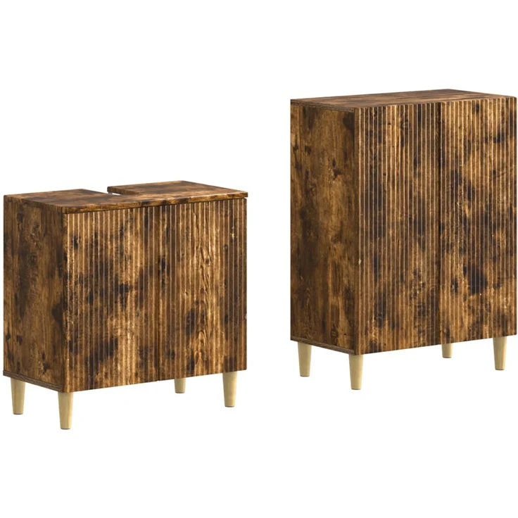 vidaXL 2-teiliges Badezimmer Schrank Set ARNHEM Raucheiche 3417608 – Bild 2