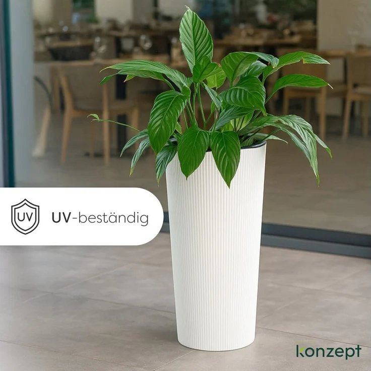 KONZEPT Blumentopf Hoch mit Einsatz, Rillenstruktur, für Garten, Balkon, für Außenbereich, wetterfest, UV-beständig – Bild 3