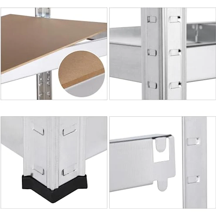 Yaheetech Lagerregal XL Kellerregal Werkstattregal Regal verzinkt belastbar bis 175kg, Größe: 180 x 90 x 40 cm, Keller, Silber – Bild 6