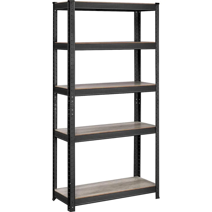 SONGMICS Standregal, 2er Set, Bücherregal, Lagerregal, 5 Ablagen, verstellbar, 30 x 75 x 150 cm, jeweils bis 650 kg belastbar, für Küche, Wohnzimmer, Greige-schwarz GLR030B12