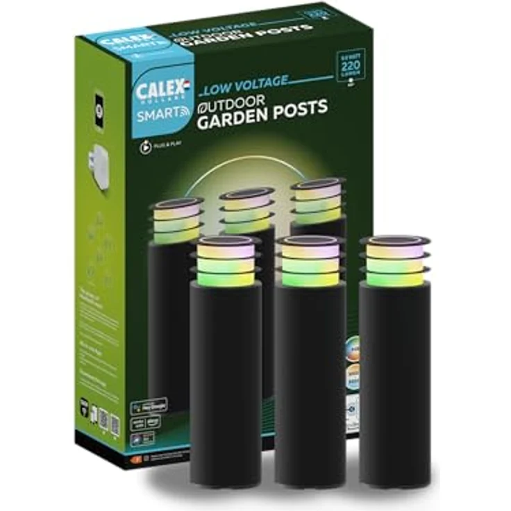 CALEX Smart Outdoor LED Wegeleuchte, RGB & warmweiß, dimmbar, wasserdicht, WLAN + Bluetooth, 3er Pack – Bild 1