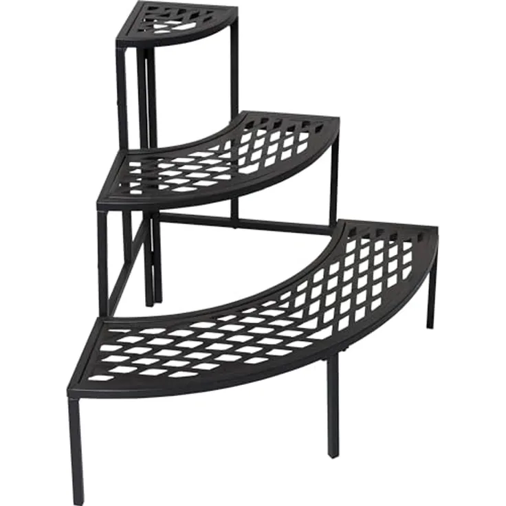 dobar® Blumentreppe 3 Stufig aus Stahl - Eckregal für Pflanzen - Pflanztreppe pulverbeschichtet - Pflanzenständer für Innen- und Außenbereich - 60x60x60 (LxBxH) - Anthrazit