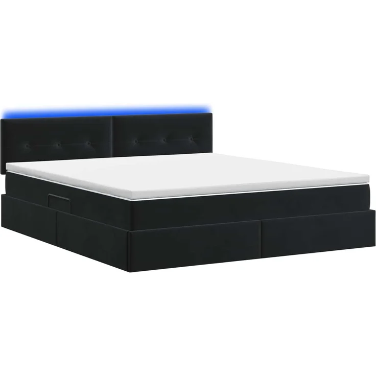 vidaXL LED-Speicherbett mit Matratze Schwarz 180 x 200 cm Samt 3459266 – Bild 9