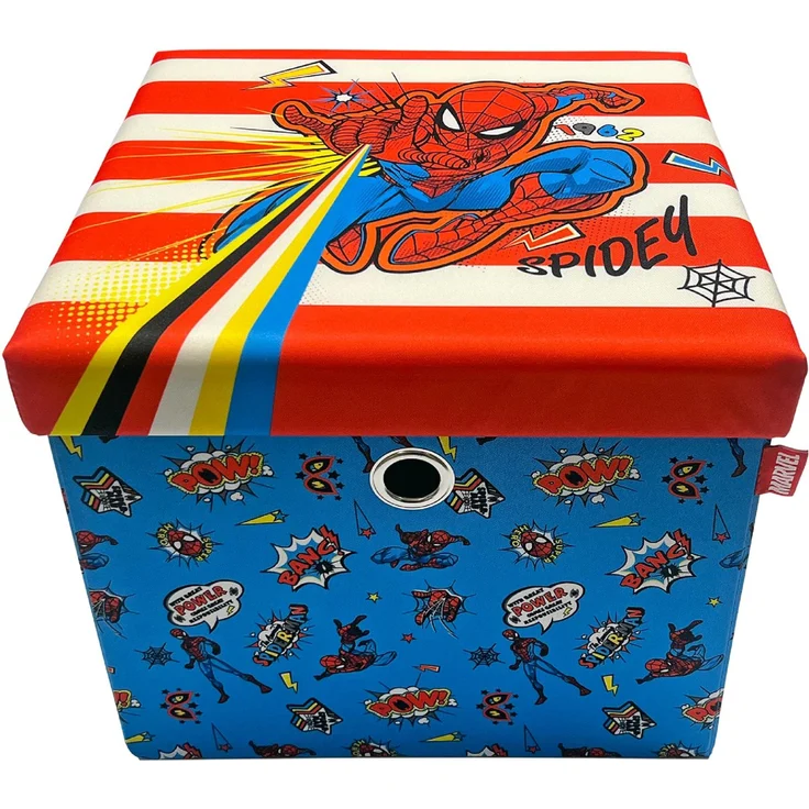 Spider-Man Ottomanen-Aufbewahrungsbox, faltbar, quadratische Spielzeugtruhe, Box mit Deckel für Kinder, Fußhocker, belastbar bis zu 30 kg – Bild 1