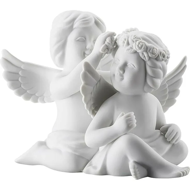 Rosenthal Selection Engelpaar mit Blumen Mittel Weiss Matt