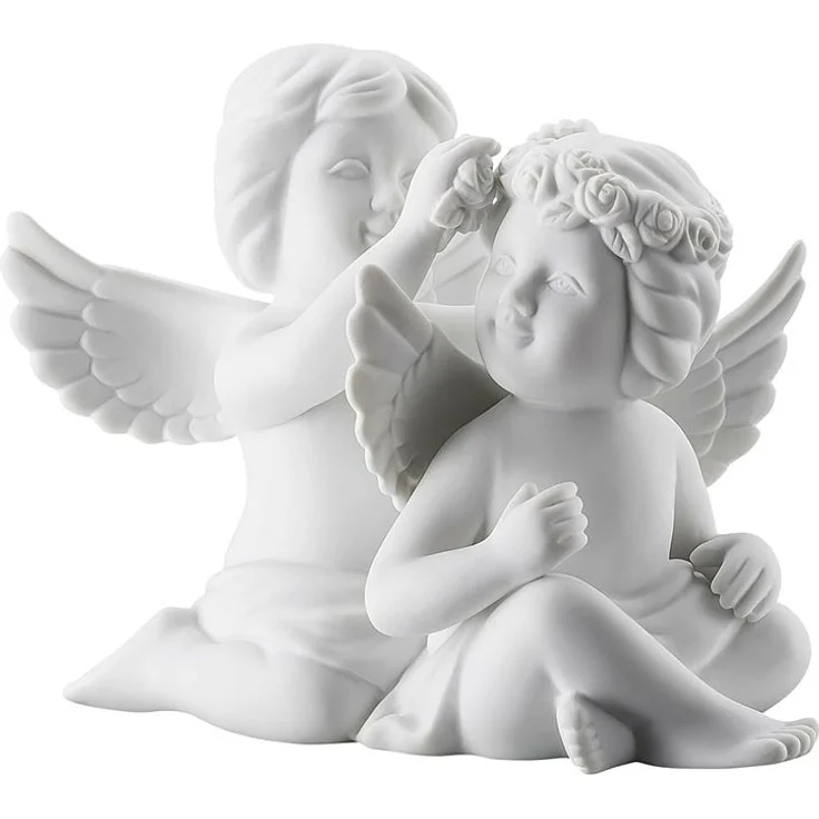 Rosenthal Selection Engelpaar mit Blumen Mittel Weiss Matt
