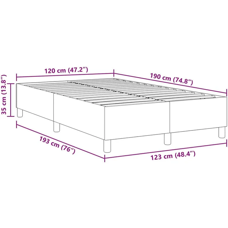 vidaXL Plattformbettgestell Hellgrau 120 x 190 cm Cordstoff 3337397 – Bild 10
