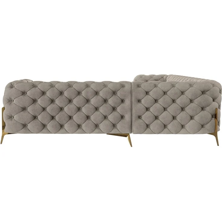 S-Style Möbel Ecksofa Chesterfield Ashley mit Goldene Metall Füßen, Die Eckeinheit kann entweder rechts- oder linkshändig sein, mit Wellenfederung – Bild 3