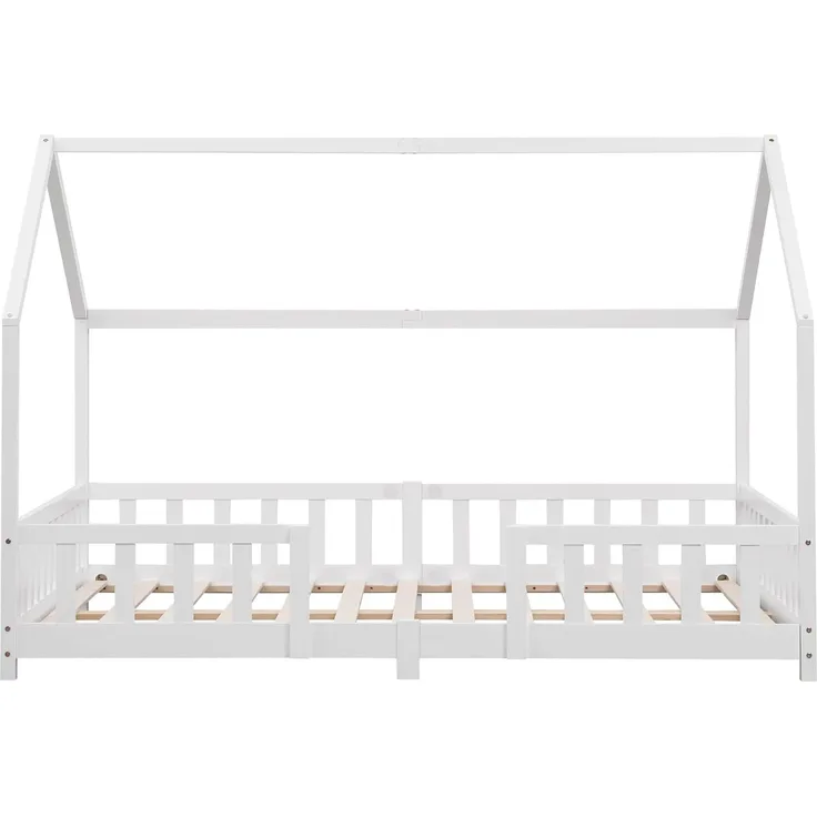 Kinderbett Sisimiut 140x200 cm mit Rausfallschutz Weiß [en. casa]