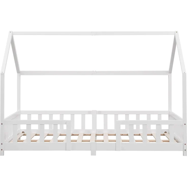 Kinderbett Sisimiut 140x200 cm mit Rausfallschutz Weiß [en. casa] – Bild 1