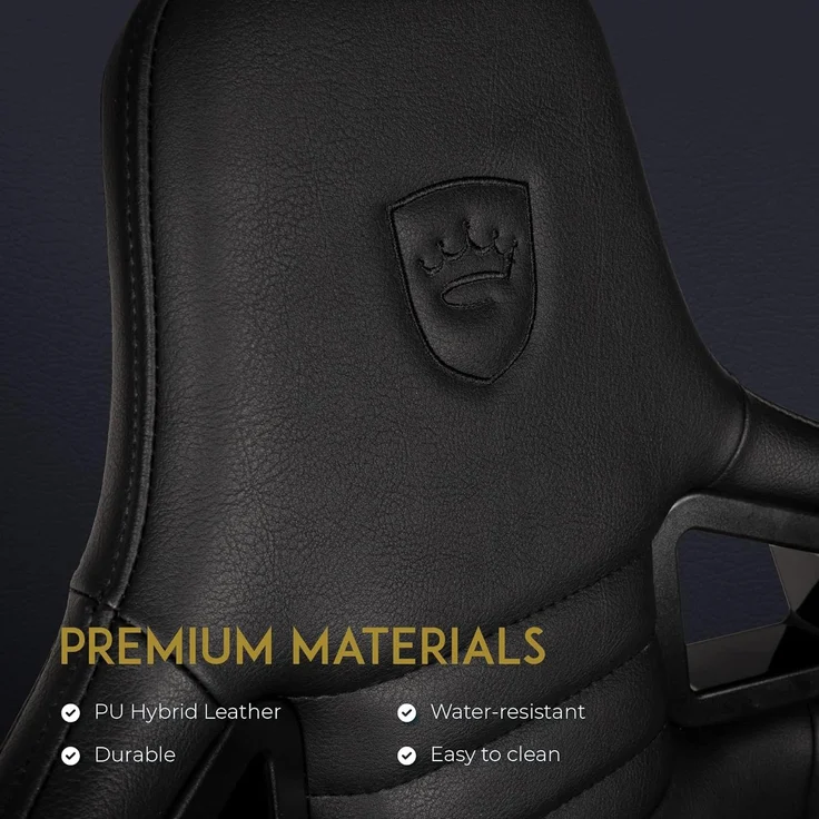 noblechairs Epic Compact Gaming Stuhl, Bürostuhl Ergonomisch, Schreibtisch Stuhl, Kopf- und Lendenstütze, PU-Leder, Entwickelt für Nutzer bis 120 kg und 1,7 Meter Hoch (Schwarz/Carbon) – Bild 5
