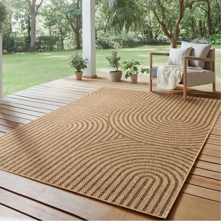 SIMPEX24 Outdoorteppich Boho Design, Rechteckig, Höhe: 5 mm, Outdoor Teppich Wetterfest Modern Wohnzimmer Küchen Terrasse Balkon – Bild 5