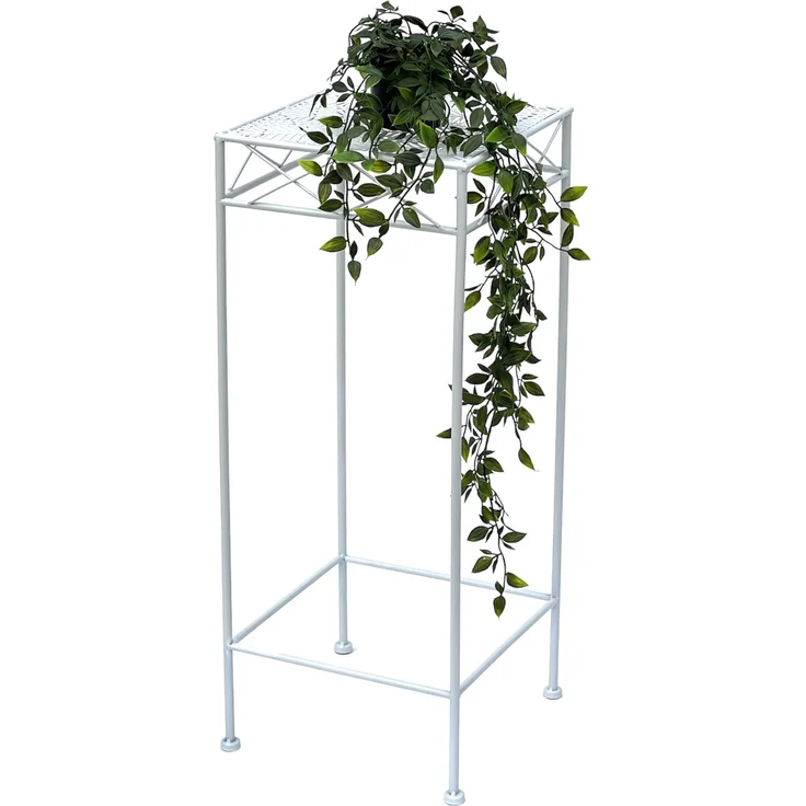 DanDiBo Blumenhocker Weiß Metall Eckig 70 cm Blumenständer 96314 L Beistelltisch Blumensäule Modern Pflanzenständer Pflanzenhocker – Bild 4
