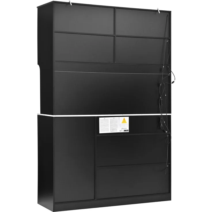 ZUBALIYA Vitrine, mit Schubladen, mit Stauraum, mit LED-Beleuchtung, H 180 × T 40 × B 120 cm, Schwarz / Weiß, MDF – Bild 21
