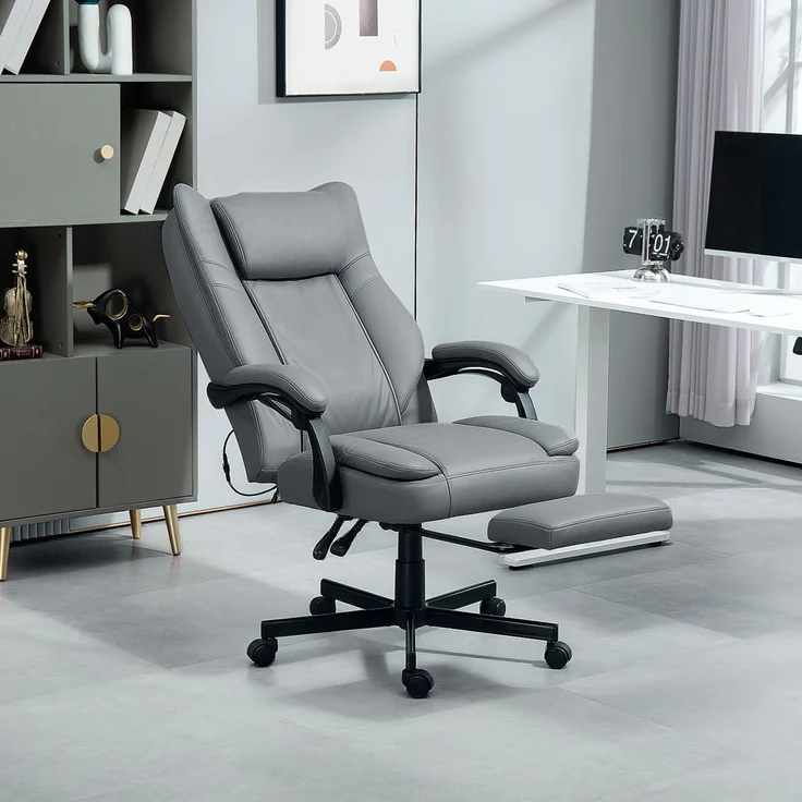 MELAYR, Bürostuhl mit Massagefunktion, 69 x 64 x 120 cm, Grau – Bild 4