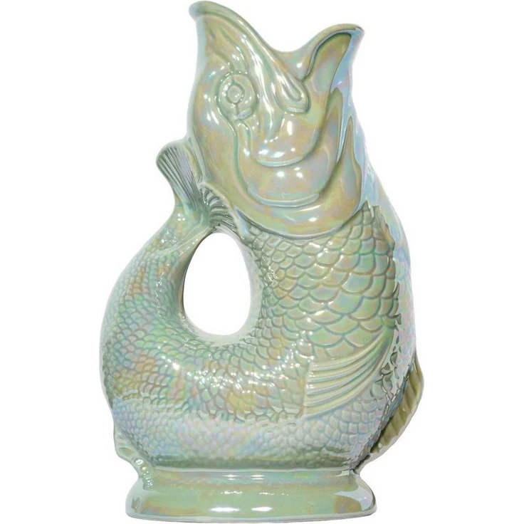 Gluckigluck Wasserkaraffe, (Original Gluggle Jug aus England), mit Gluckergeräusch, handgefertigt, ikonisches Fisch-Design, 1,2 L – Bild 1