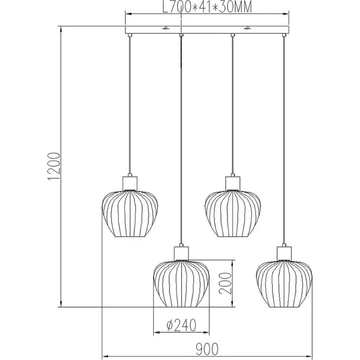 Hängeleuchte, Glas, bunt, Metall, schwarz, Höhe 120 cm – Bild 9
