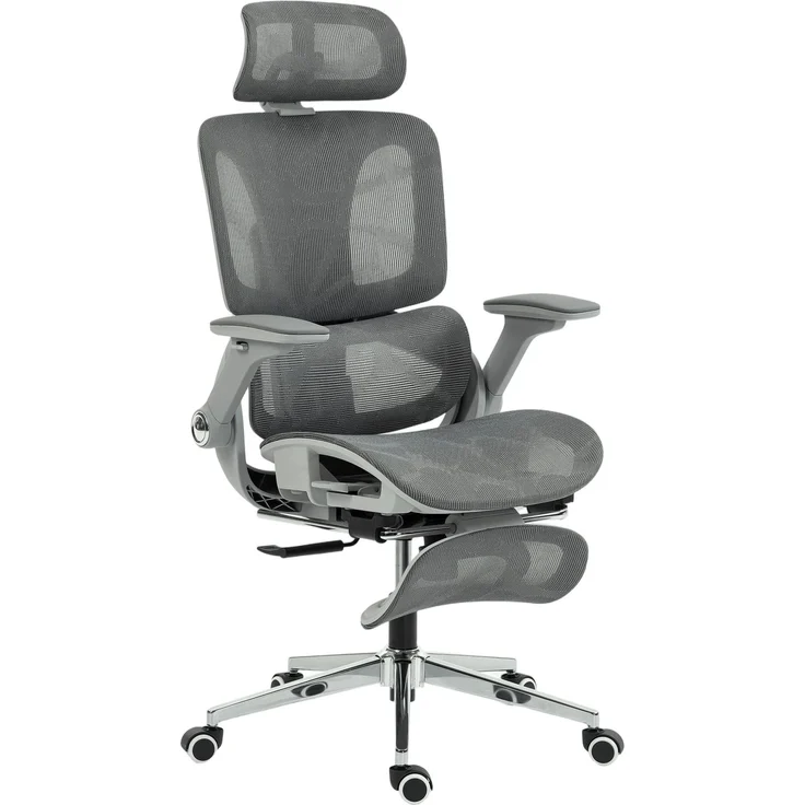 MELAYR, Ergonomischer Bürostuhl, Mesh-Computersessel mit separatem Rücken, Lendenstütze, 74 x 67 x 132 cm, Grau – Bild 2