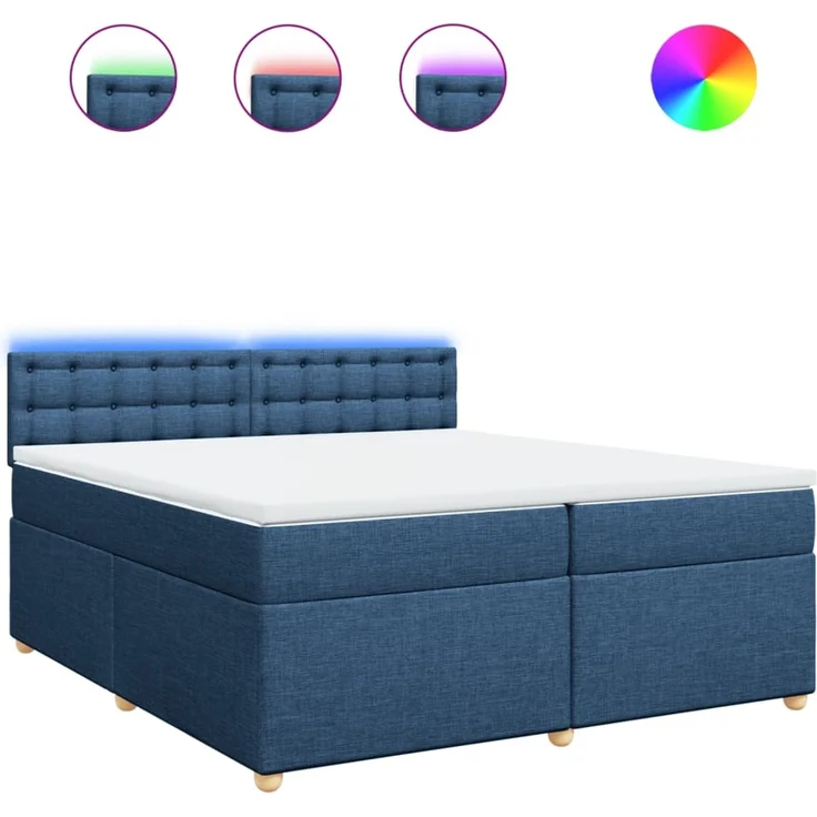 vidaXL Boxspringbett mit Matratze Blau 200x200 cm Stoff 3289107 – Bild 2