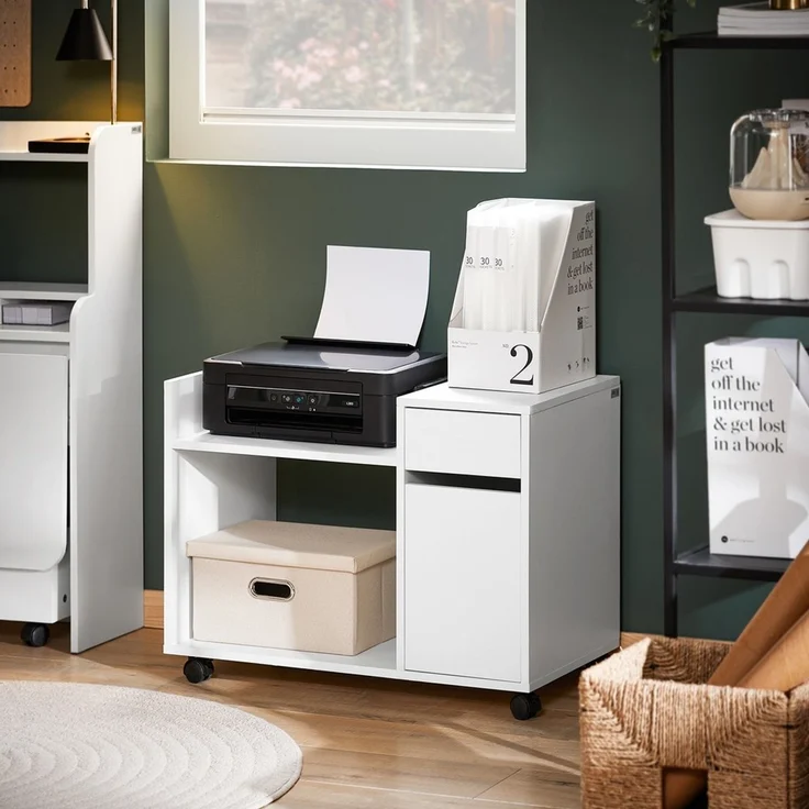 SoBuy ASK02-W Schubladenschrank Büro, Spanplatte, Melamin, Weiß, 72 x 54 x 40 cm – Bild 9