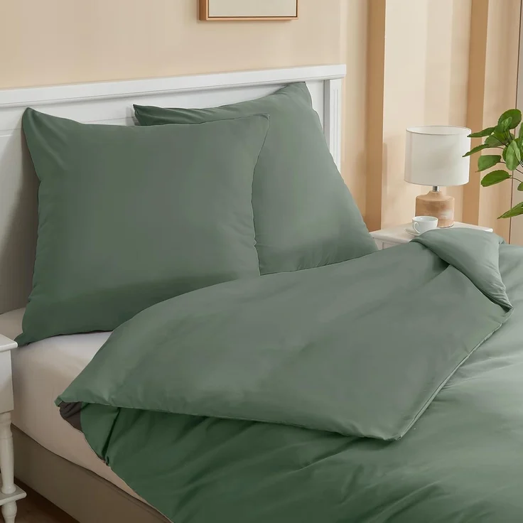 Bettwäsche-Set 155x220 cm Ganzjahres Salbei Grün Mikrofaser – Bild 3