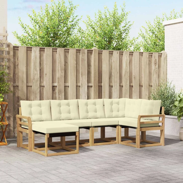 vidaXL Outdoor-Sofagarnitur 6 stk. 6-Sitzer Weiß und Creme 3389644 – Bild 1