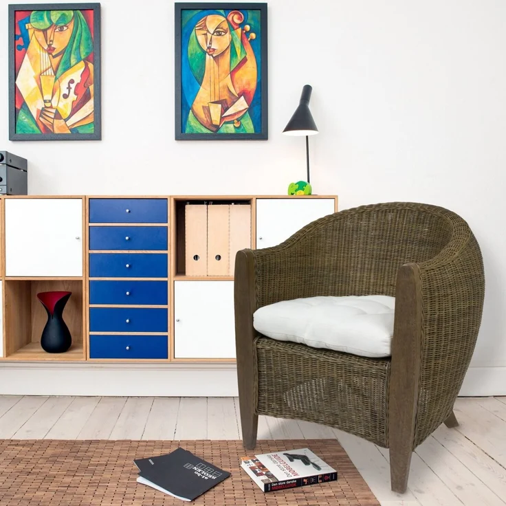 Sedex Bari Rattansessel Palmskin – handgefertigt mit Holzgestell und Sitzpolster – Bild 1