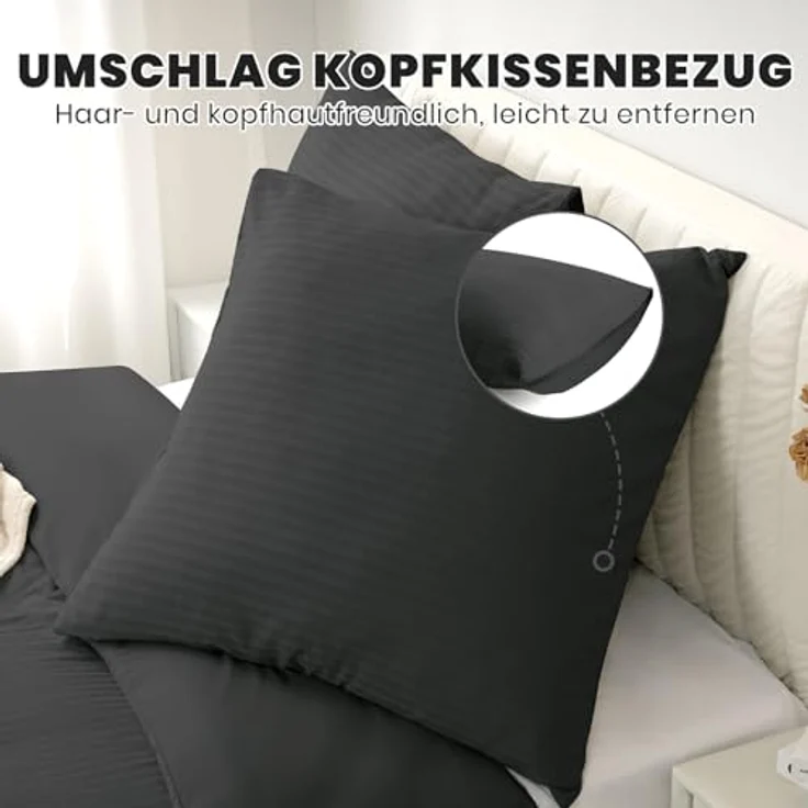 Good Nite Bettwäsche Gestrecktes Mikrofaser-Bettwäsche-Set mit Reißverschluss, Mikrofaser (Polyester), 3 teilig, Hochwertige Mikrofaser, gebürstet, Umschlagstil – Bild 6