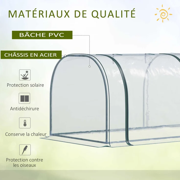 MELAYR, Mini-Gartengewächshaus, Mini-Tunnelgewächshaus, Tomatengewächshaus 3,5 m (L) x 1 m (B) x 0,8 m (H), Transparent – Bild 6