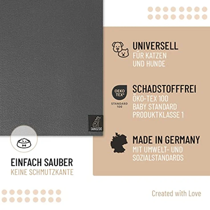 SanoZoo® Napfunterlage - Öko-TEX - Made in Germany - rutschfeste Futtermatte für Hunde & Katzen 60x90 cm Blau, wasserfest – Bild 4