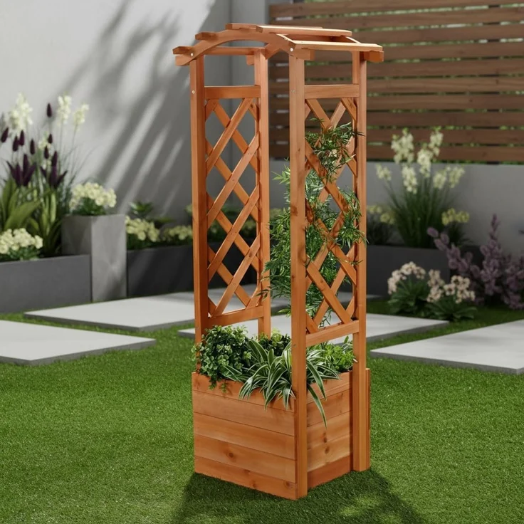 Rankhilfe Pflanzkasten Rosenbogen Pergola Spalier Garten Holz Rankgitter Bogen – Bild 3