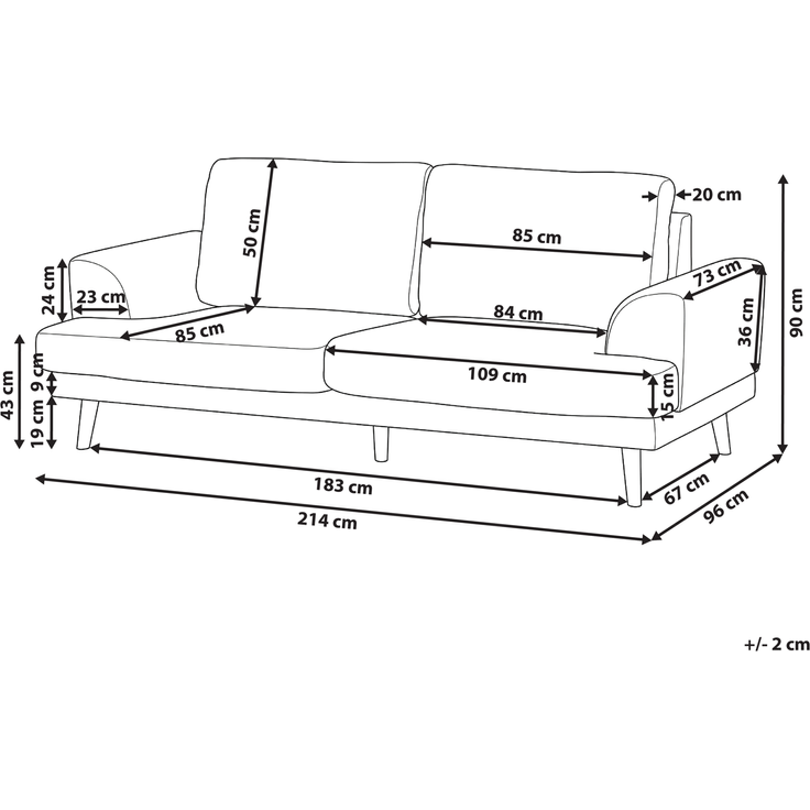 Sofa 3-Sitzer KILDAL Stoff Grün – Bild 2