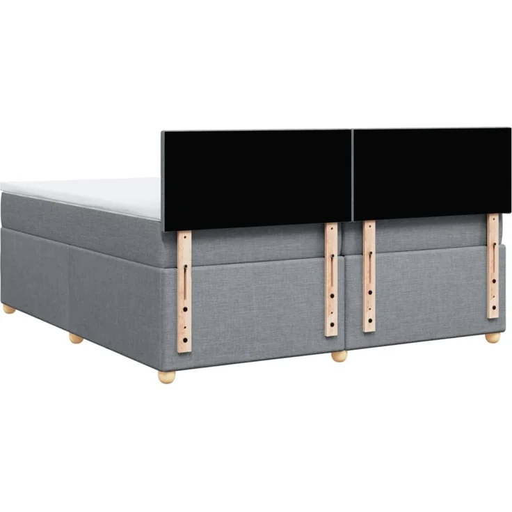 vidaXL Boxspringbett mit Matratze Hellgrau 200x200 cm Stoff 3289080 – Bild 8