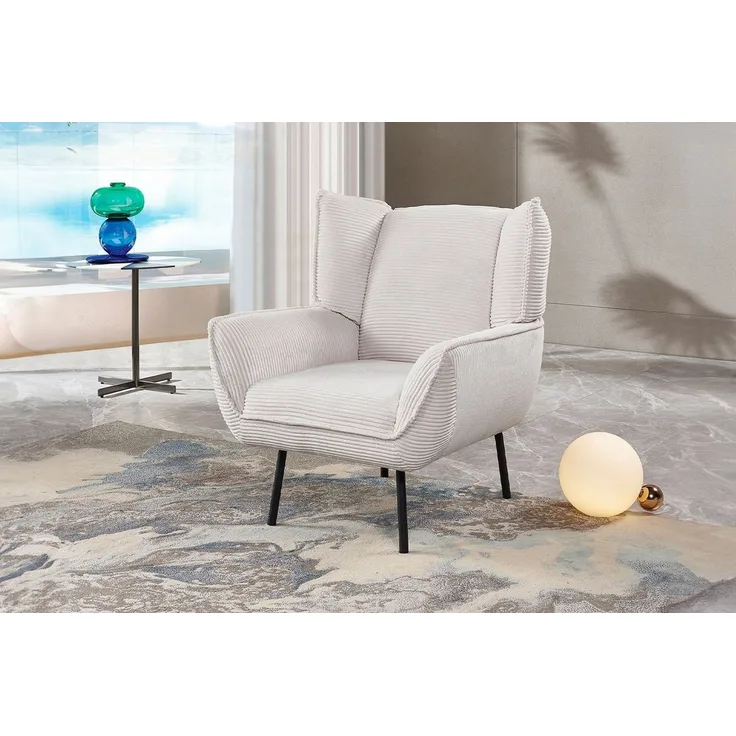 KAWOLA Relaxsessel CALLA, Sessel Cord cremeweiß