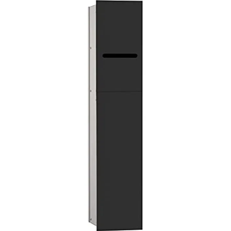 Emco ASIS 2.0 Unterputz-Schrankmodul, Hochschrank mit Toilettenpapierhalter, "Push to Open"-Funktion und extra Fach, schwarz