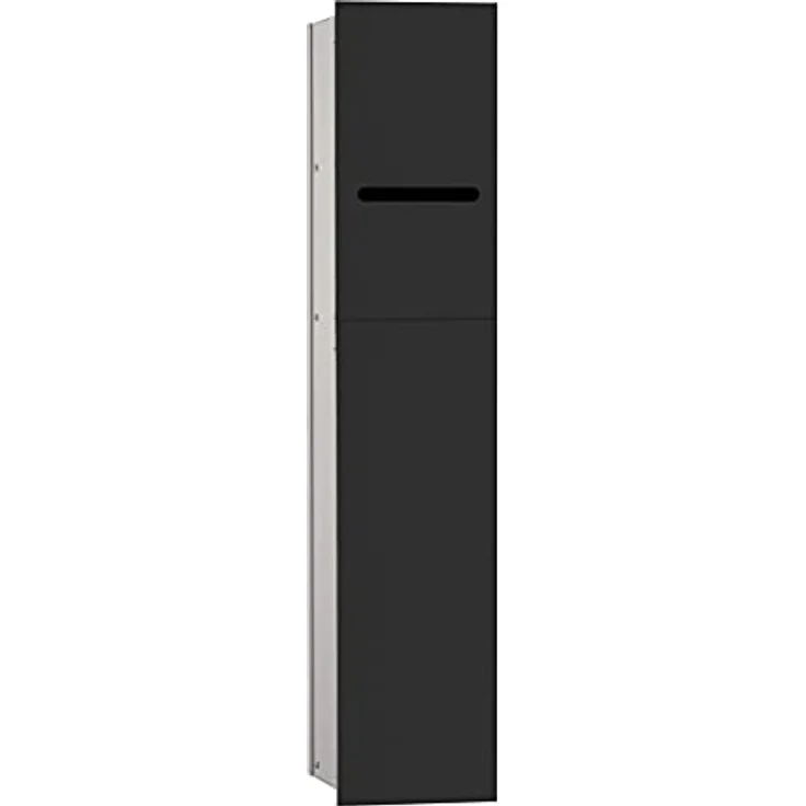 Emco ASIS 2.0 Unterputz-Schrankmodul, Hochschrank mit Toilettenpapierhalter, "Push to Open"-Funktion und extra Fach, schwarz – Bild 1