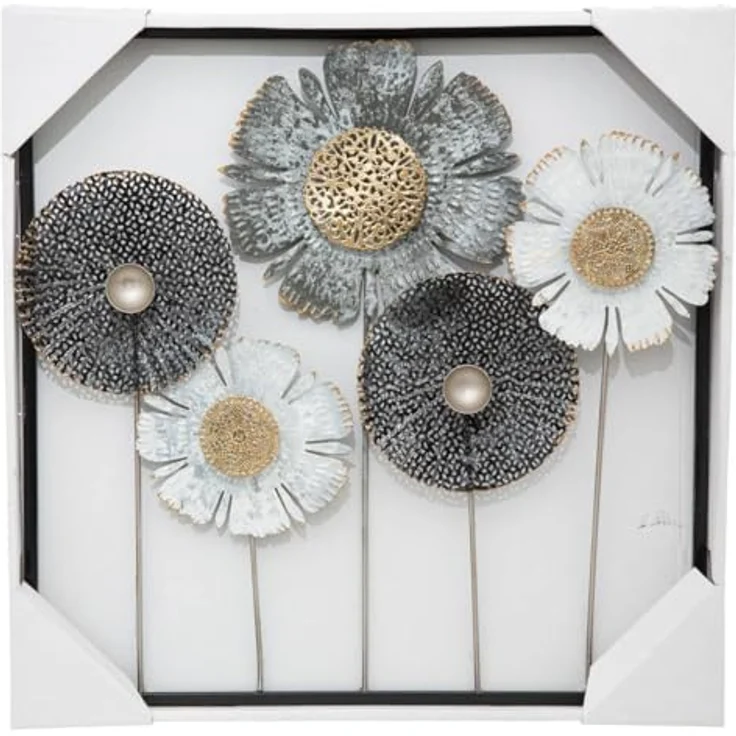 ATMOSPHERA Wanddekoration "Blumen", Metall 50 × 50 cm, mehrfarbig – Bild 2