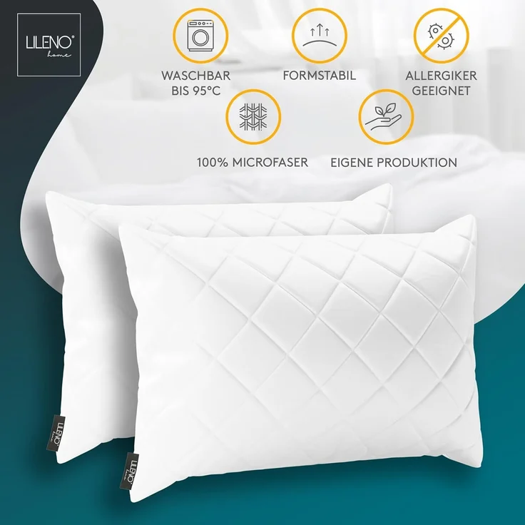 LILENO HOME 2er Set Kissenfüllung 30x50 cm - 95°C waschbares Innenkissen geeignet für Allergiker - Polyester Kisseninlet als Couchkissen, Sofa Kissen, Cocktailkissen und Kopfkissen – Bild 4