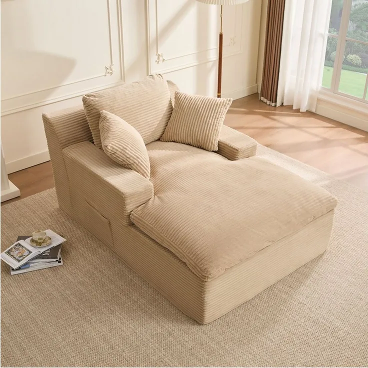 LITBIRD Chaiselongue 160 cm Loungesofa, Boneless Bodensofa & Schlafsofa mit Schlaffunktion, 1 Teile, Platzsparendes Cloud Sofa mit Armlehnen für Wohnzimmer